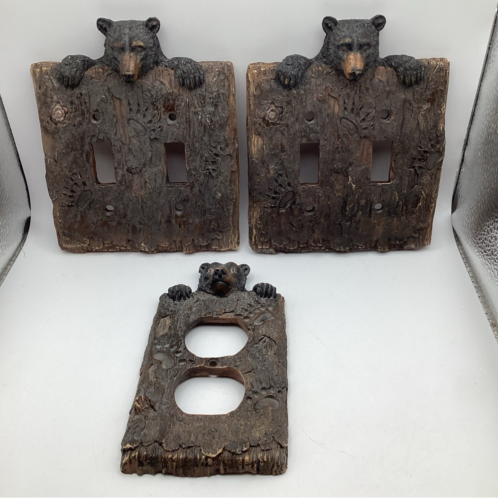 Rustic Bear Wall Switch Plate and outlet Covers resin